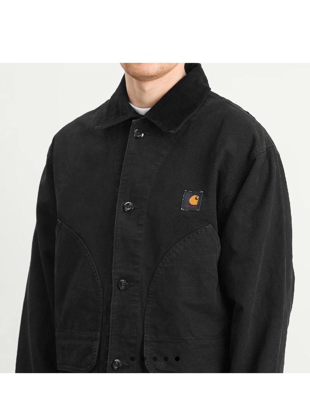 Carhartt WIP Black Canvas Field Jacket with Corduroy Collar